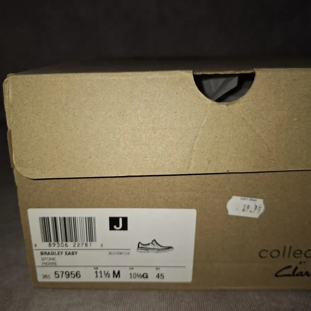 Clarks Bradley Easy Size 11.5M Stone Grey Slip On Sneakers Extreme Comfort